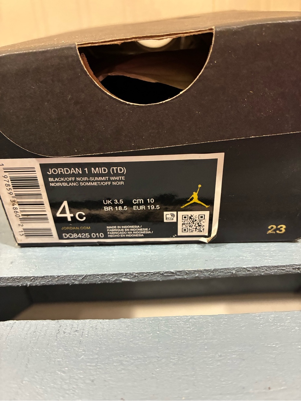 Nike Jordan 1 Mid (TD) Black/Off White Shoe Box